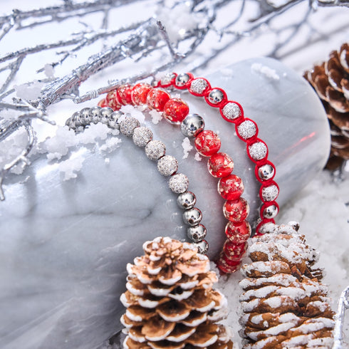 Silver and Red Enamel | Crystal Kikiballa | Macrame Red String Bracelet